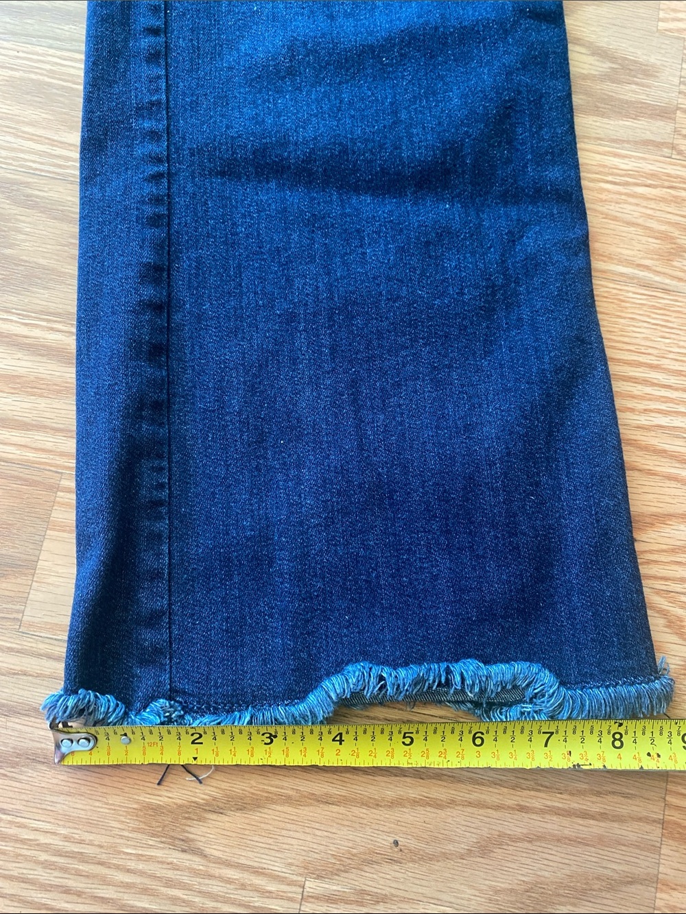 Belle by Kim Gravel Dark Blue Bootcut Jeans with Frayed Hem-12 - Picture 13 of 13